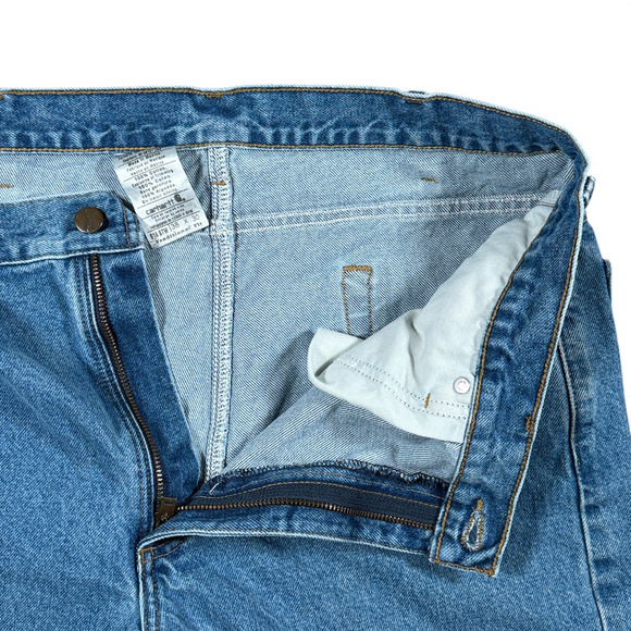 Carhartt Jeans Mens 38x30 Blue Stonewash Relaxed Fit B18 Straight Workwear Denim - Picture 4 of 9